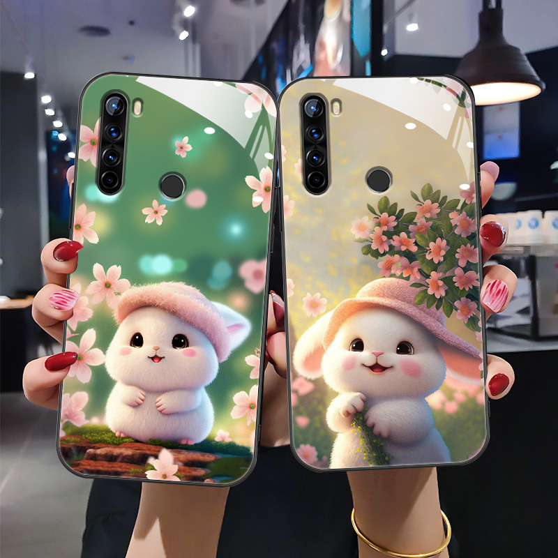 卡通兔钢化玻璃手机壳