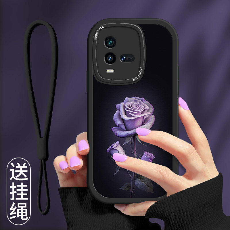 时尚玫瑰花朵女款硅胶小羊皮手机壳