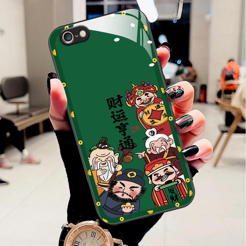 适用于iphone6plus手机壳苹果6s/6splus软边玻璃壳六plus中国风a1524奢华a1586时尚女男平果6个性创意潮流