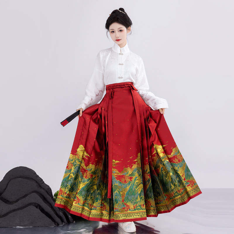 悦涵敬酒服富春山居图明制马面裙日常秋冬套装新中式汉服女2023新