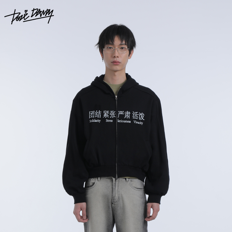 DozeDandy文字印花短款卫衣外套