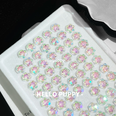hellopuppy闪闪六边霜花切百搭养耳0.9牙钛合金耳饰耳骨钉耳钉女