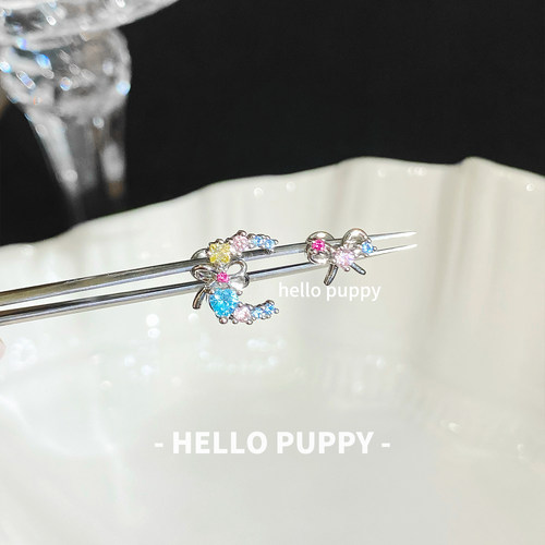 hellopuppy钛合金养耳蝴蝶结耳钉