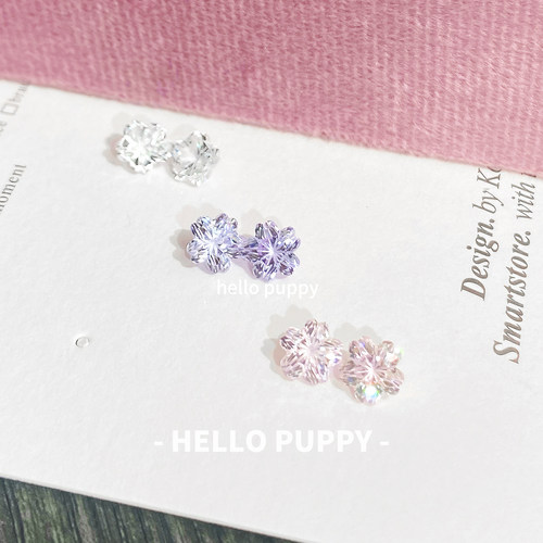 hellopuppy爆闪樱花切甜美耳骨钉1.2粗0.9牙口钛合金耳钉时尚百搭