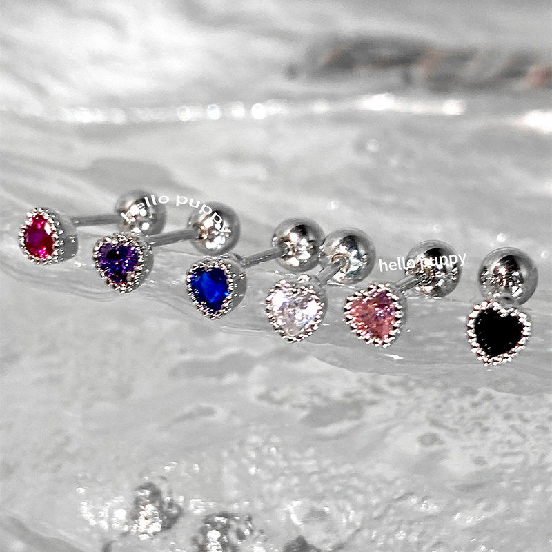 hello puppy 钛钢爱心六色锆石耳骨钉纯欲风养耳睡觉免摘耳钉耳蜗,饰品/流行首饰/时尚饰品新,耳钉,淘宝优惠券,粉丝福利购,淘宝优惠卷