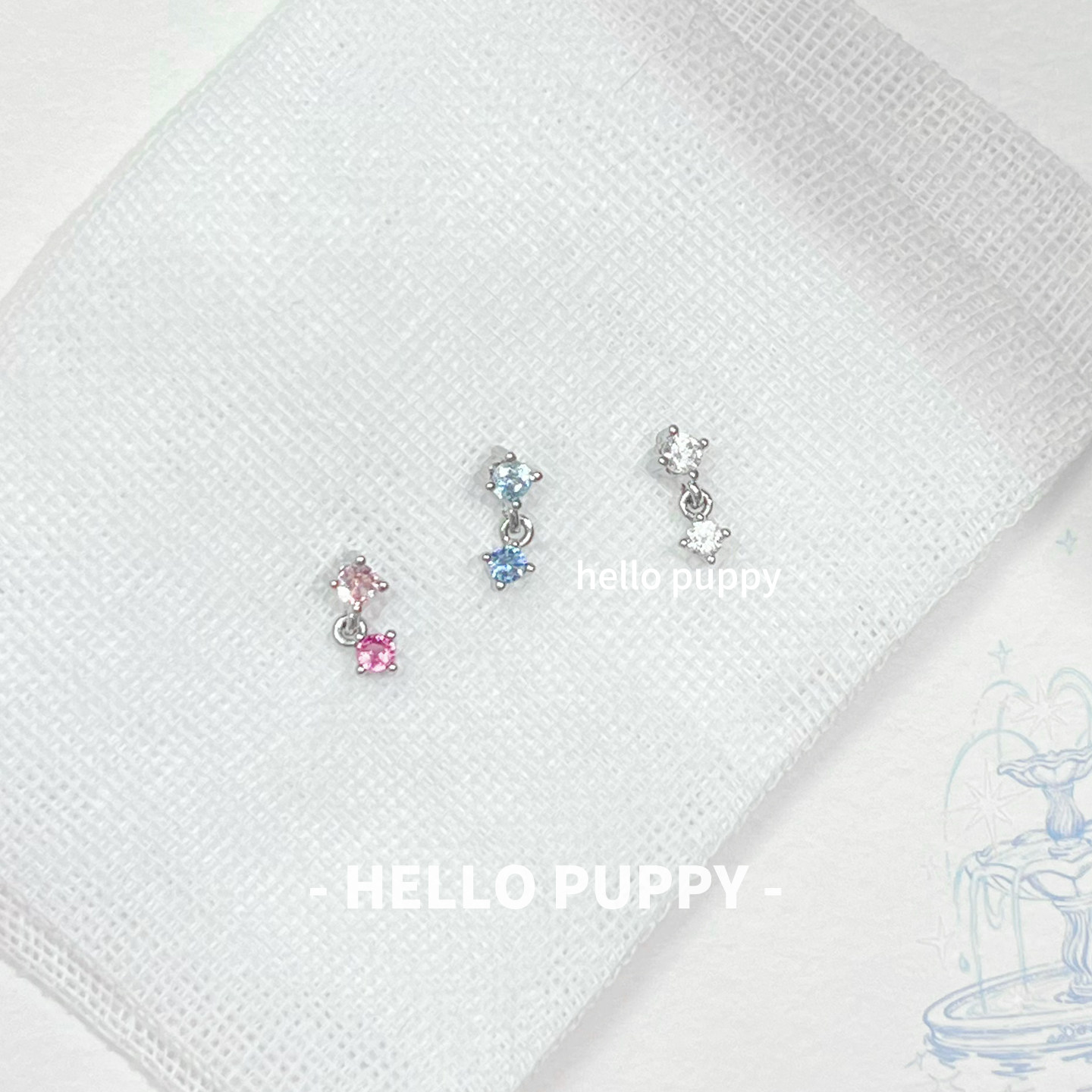 hellopuppy爆闪小方糖百搭钛合金耳饰0.9牙1.0/1.2粗耳钉耳骨钉女