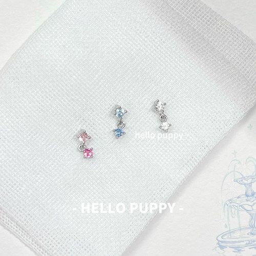 hellopuppy爆闪小方糖百搭钛合金耳饰0.9牙1.0/1.2粗耳钉耳骨钉女