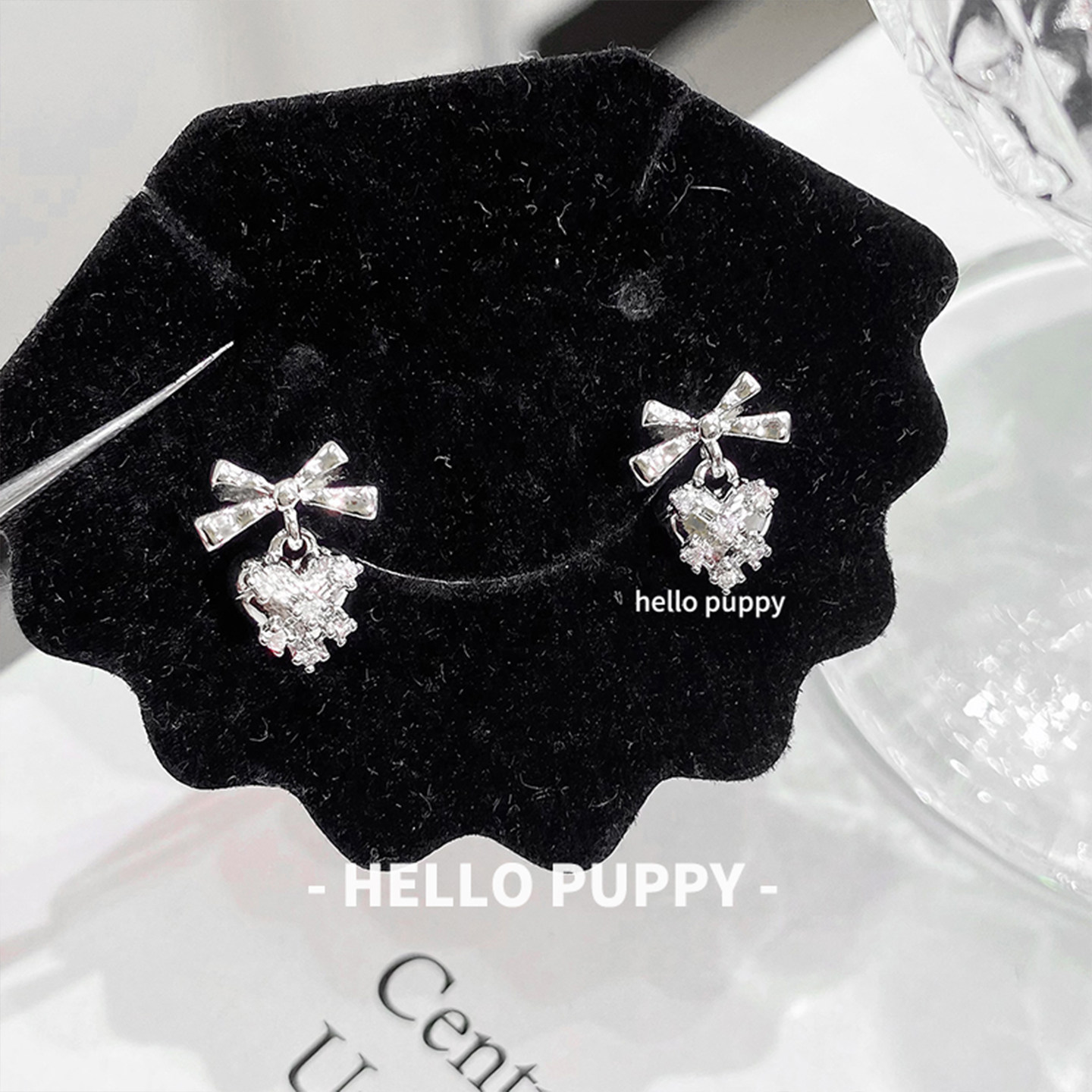 hellopuppy 草莓甜心耳骨钉耳钉可爱少女心爱心蝴蝶结耳饰百搭
