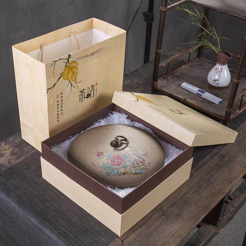 粗陶茶饼罐礼盒套装 陶瓷茶叶包装盒 普洱白茶茶饼罐中秋商务礼品