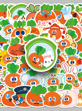 50张魔魔胡胡胡萝卜贴纸可爱五月天潮玩娃娃平板手机文具手帐贴纸