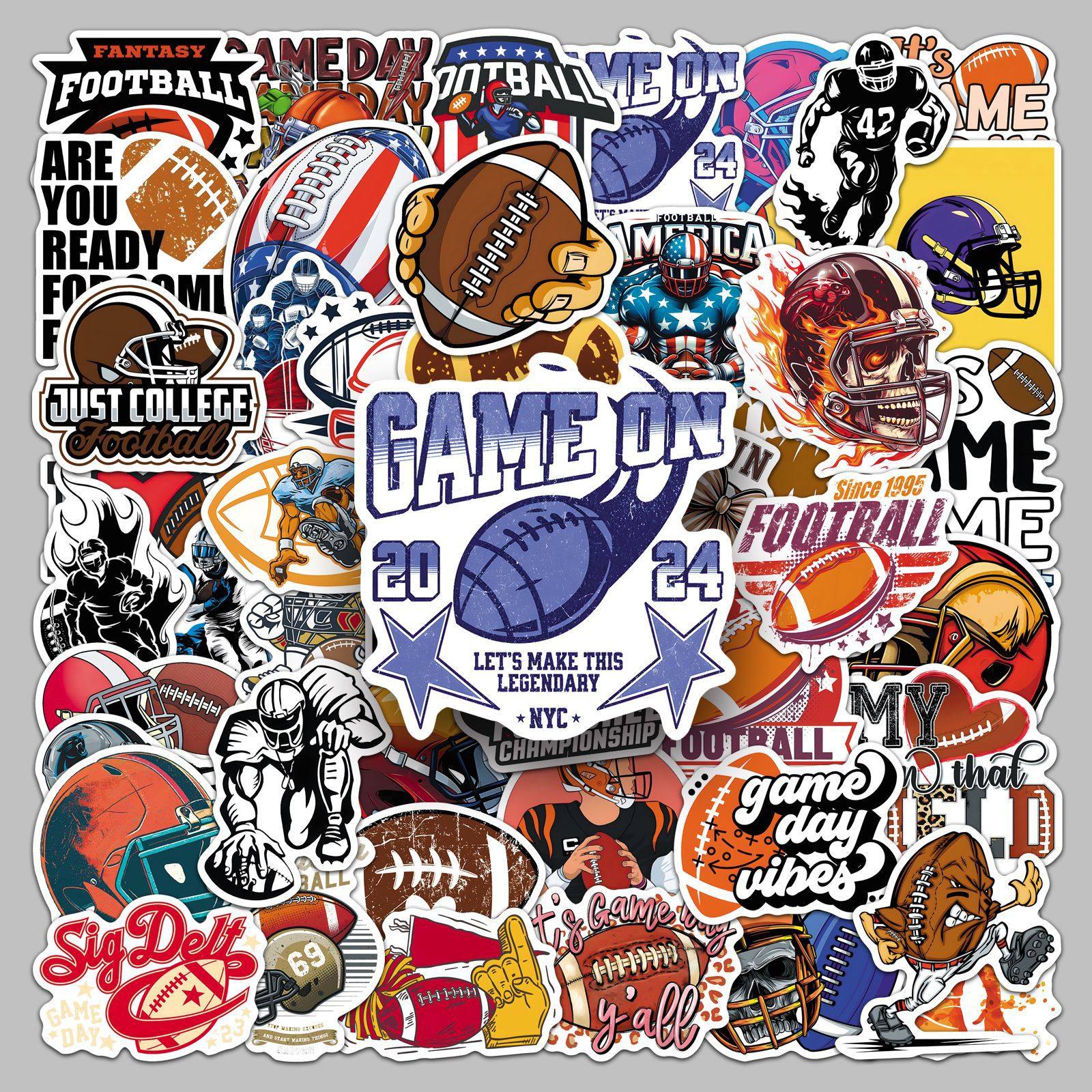 50张美式橄榄球创意体育竞技运动装饰贴纸保温杯收纳箱手机壳贴纸