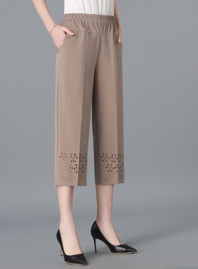 中老年人夏装老年女裤妈妈裤子春装奶奶高腰休闲裤老人松紧裤太太