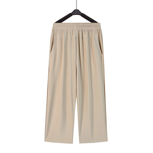 妈妈夏季裤子薄款冰丝七分裤夏天中老年人大码女裤宽松直筒奶奶裤