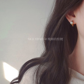 晚睡 桔梗｜高级小众设计感金属珍珠耳钉c形轻奢小香风百搭耳饰