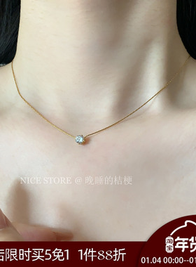 晚睡的桔梗「恒星」韩系ins风一颗锆石钛钢项链mini隐形锁骨链女