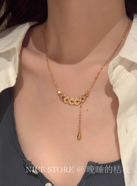 晚睡的桔梗「 招财猫」五帝钱锆石葫芦项链国风精致新中式锁骨链