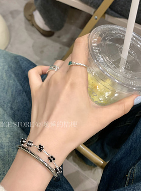 晚睡的桔梗I简约钛钢叠戴手环