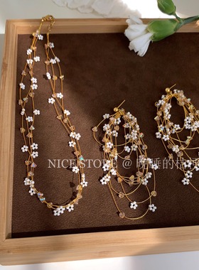 晚睡的桔梗I日韩百搭繁花项链