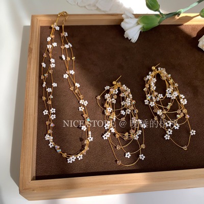 晚睡的桔梗I日韩百搭繁花项链