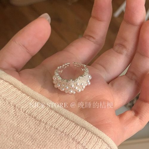 晚睡的桔梗I米粒珍珠戒指