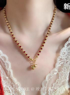 晚睡的桔梗「岁年」新年复古红色葫芦项链高级感显白红色葫芦手链