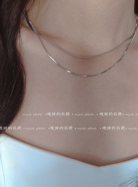 晚睡的桔梗｜双层钛钢叠戴锁骨链