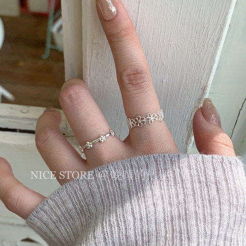 晚睡的桔梗I镂空花朵叠戴戒指