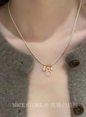 晚睡的桔梗I极细珍珠葫芦2mm项链