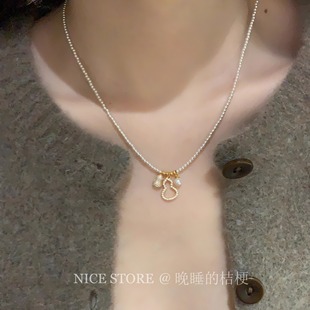 晚睡的桔梗「冬日旧事」极细满锆珍珠葫芦2mm春秋项链轻奢锁骨链
