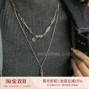 晚睡的桔梗「记忆隧道」双层叠戴卫衣项链ins风百搭钛钢毛衣链女