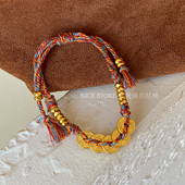 售完无补「钱多多」新中式 沙金钱币手作编绳手链民族风招财手串