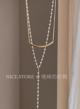 晚睡的桔梗I双层珍珠微笑y字链