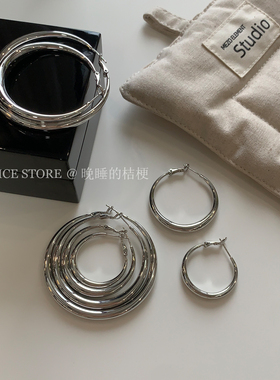晚睡的桔梗｜刘亦菲同款高级感素圈大耳圈2025新款爆款圈圈耳环女