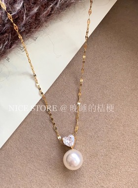 晚睡的桔梗I珠钛钢项链