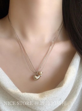 晚睡的桔梗「漫巷」小众设计咖啡金双层酒壶项链吊坠时髦毛衣链女