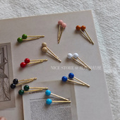晚睡 桔梗｜简约彩色火柴棒养耳洞小巧耳钉 精致通勤百搭耳饰