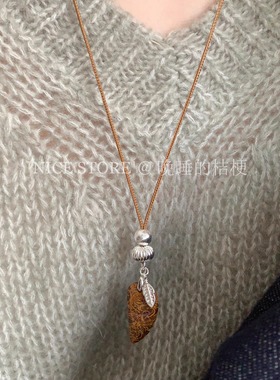 晚睡的桔梗I叶子毛衣链