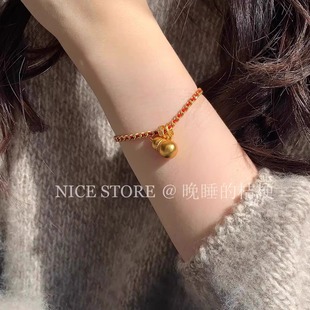 售完无补「好运连连」新中式沙金葫芦红绳四叶草幸运手链套组