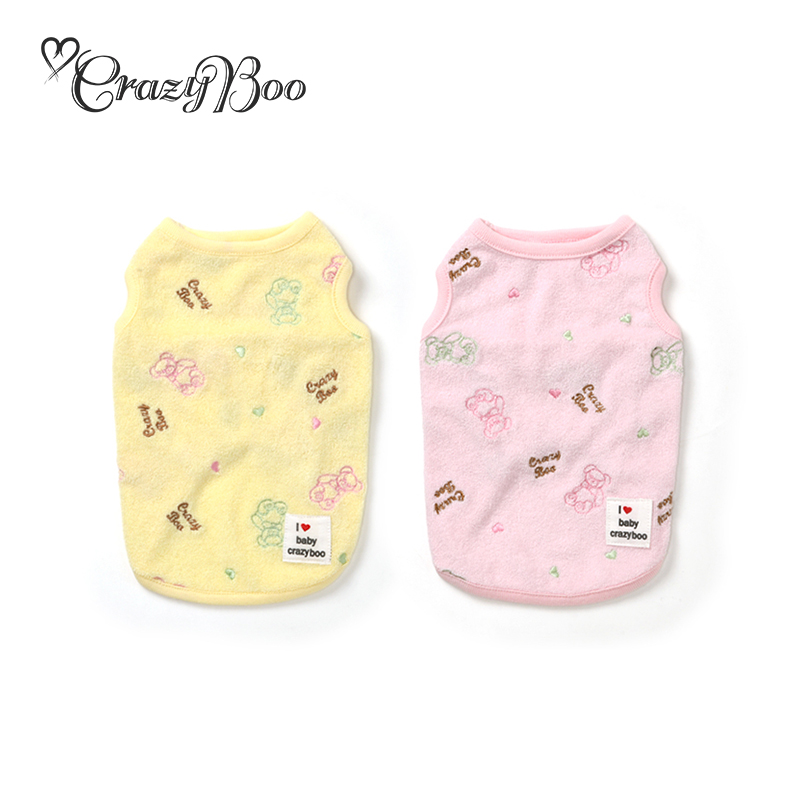 可吉步baby日本宠物服装小熊刺绣幼犬狗猫背心约克夏小奶狗满月礼