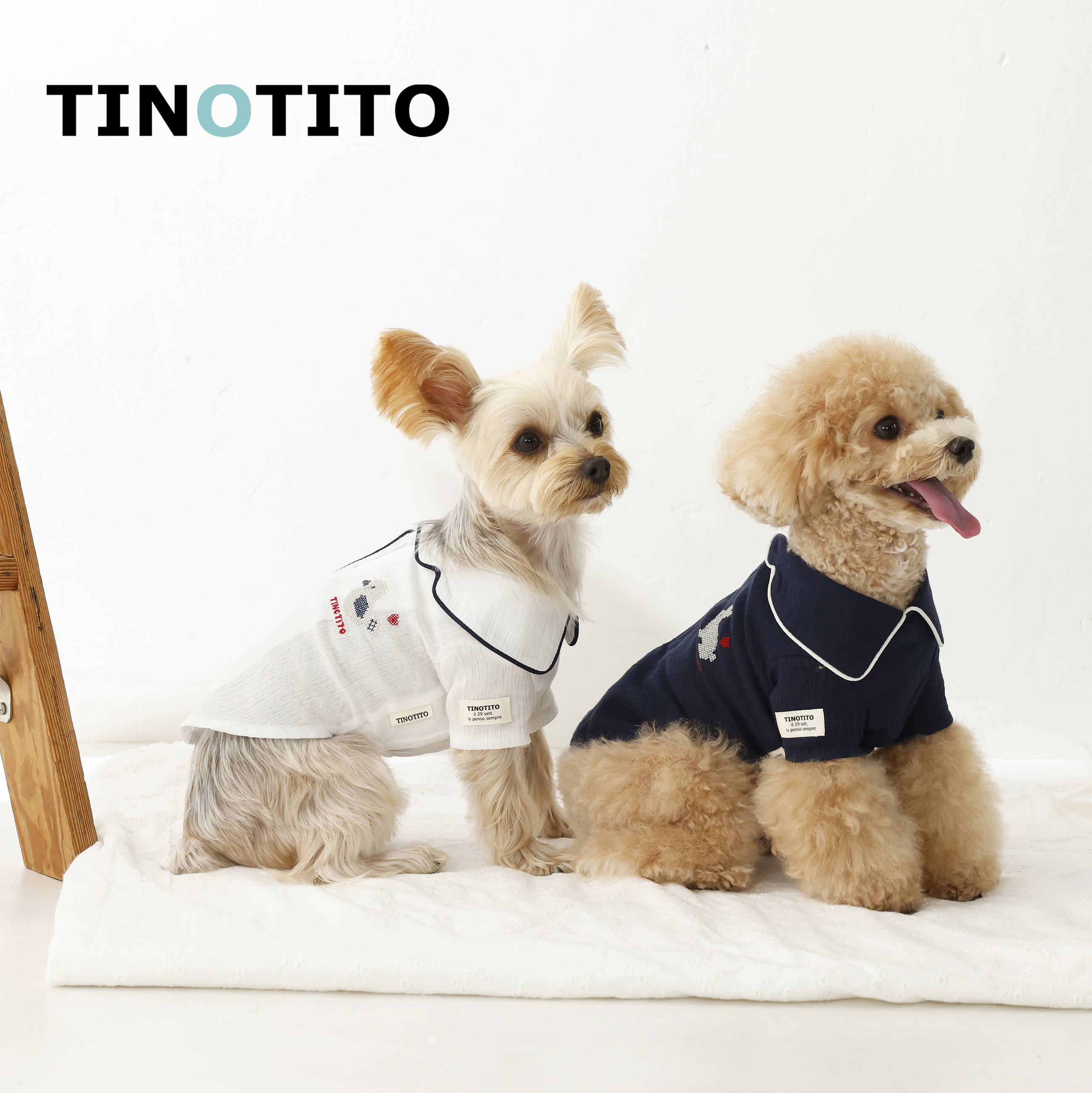 Tinotito提诺日本品牌宠物服装春夏 睡衣风上衣 复古时髦慵懒潮搭