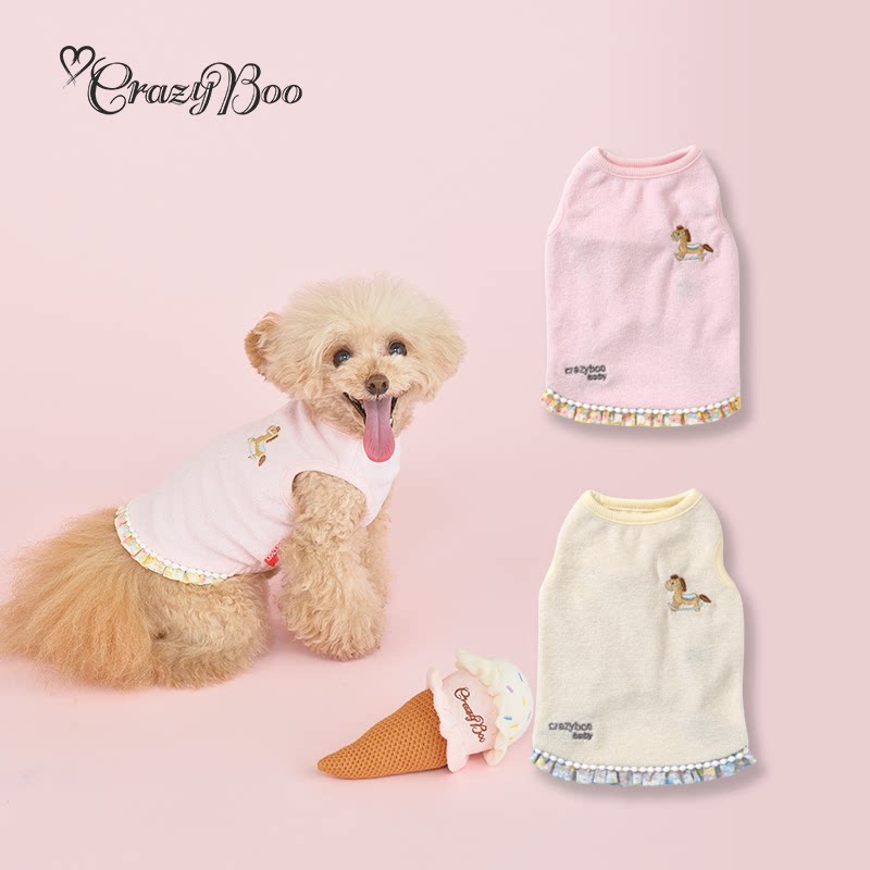 可吉步baby日本宠物服装百折花边幼犬狗猫背心约克夏小奶狗满月礼