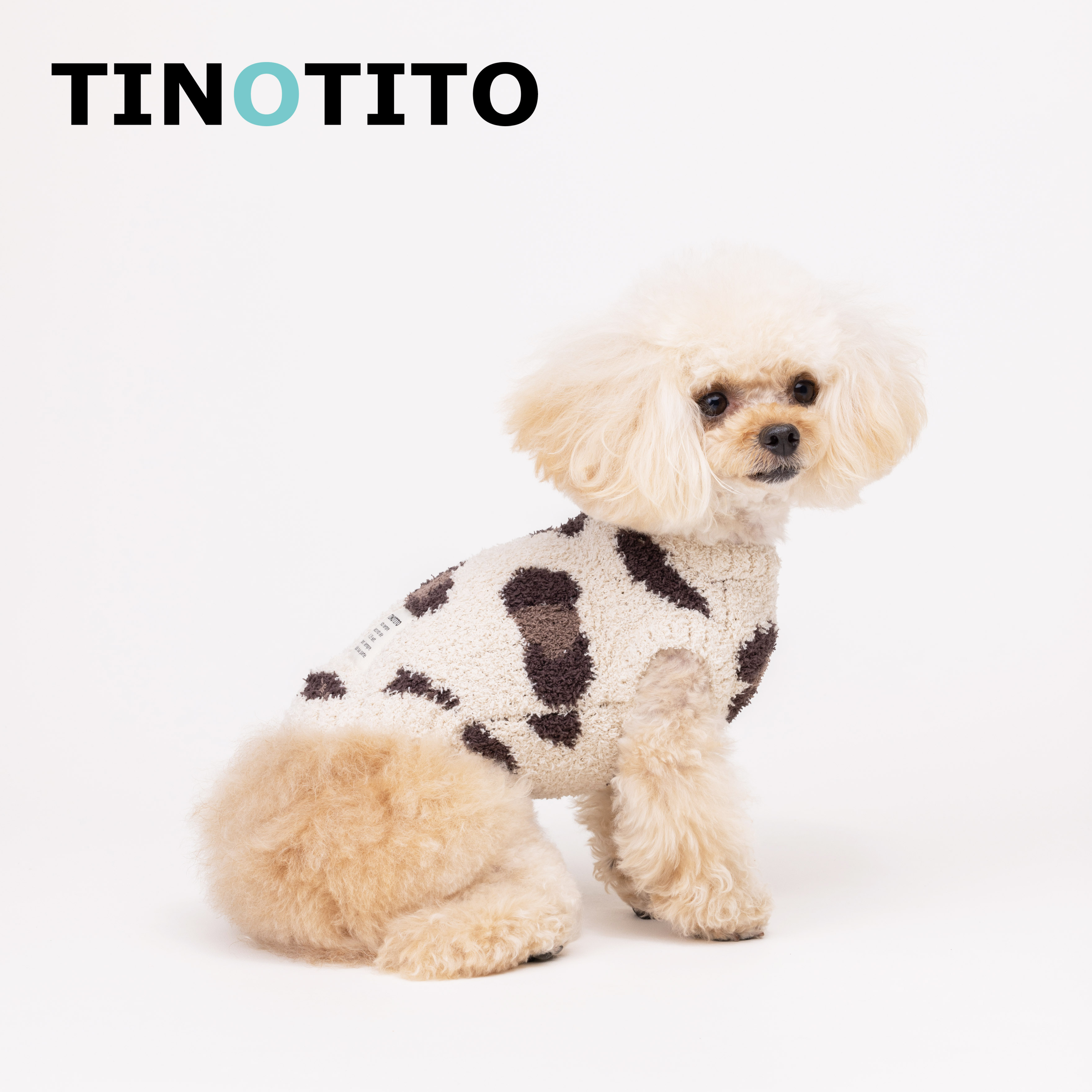 提诺Tinotito日本品牌宠物服装秋冬 豹纹绵柔针织衫 保暖柔软洋气