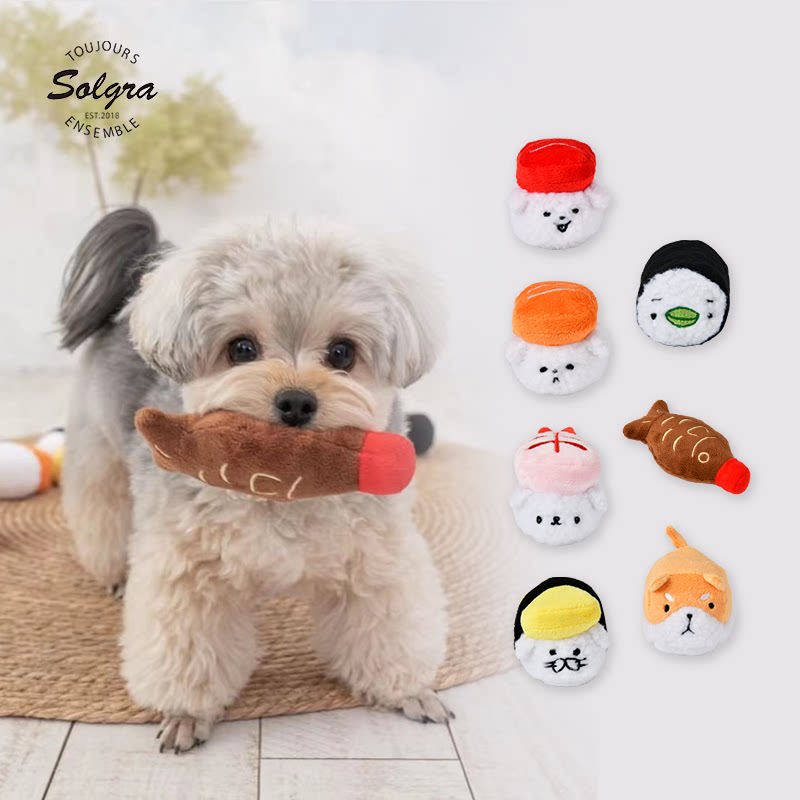 索尔拉格日本品牌猫狗玩具寿司系列解闷神器耐咬磨牙陪伴小狗玩具