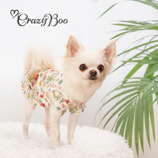 热带风情凉感背心 色彩缤纷闪钻 Boo日本品牌宠物服 可吉步Crazy