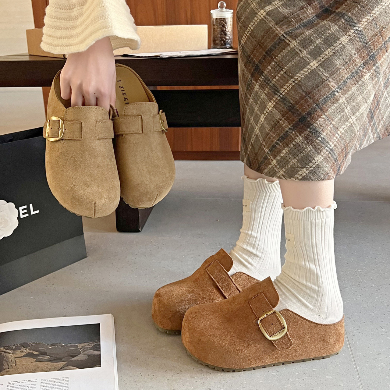 厚底内增高勃肯鞋女外穿2026春季新款包头半拖懒人一脚蹬休0123r,女鞋,勃肯鞋/软木鞋,淘宝优惠券,粉丝福利购,淘宝优惠卷