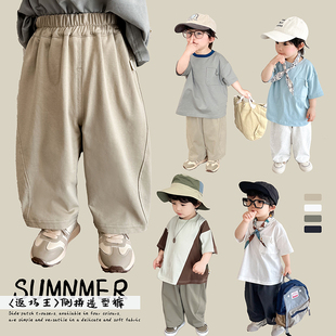 阿小轩童装2025夏装新品返场王报恩裤儿童侧拼造型长裤男童空调裤