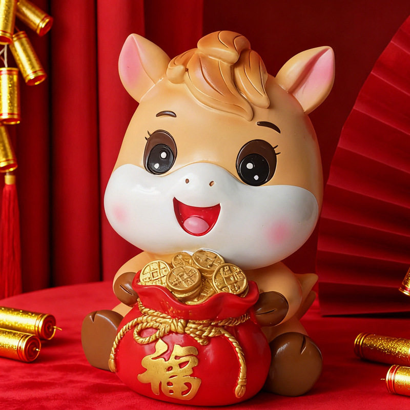2026生肖马年本命年吉祥物存钱罐搪胶防摔储蓄罐钱箱创意小礼物品