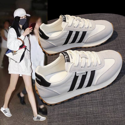 真皮鞋子轻便运动鞋女款2025新款春夏薄款透气休闲阿甘德训潮鞋女