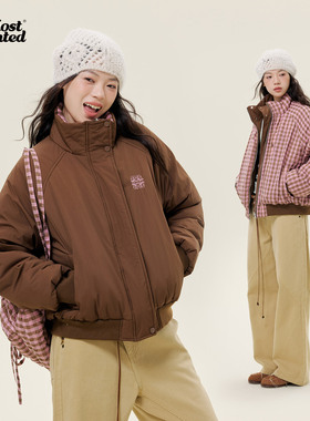 【双面穿】mostwantedlab立领格子防水棉服外套女夹克24秋冬新款