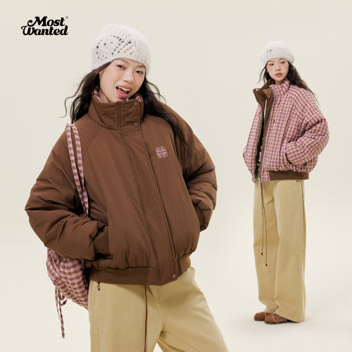 【双面穿】mostwantedlab立领格子防水棉服外套女夹克24秋冬新款